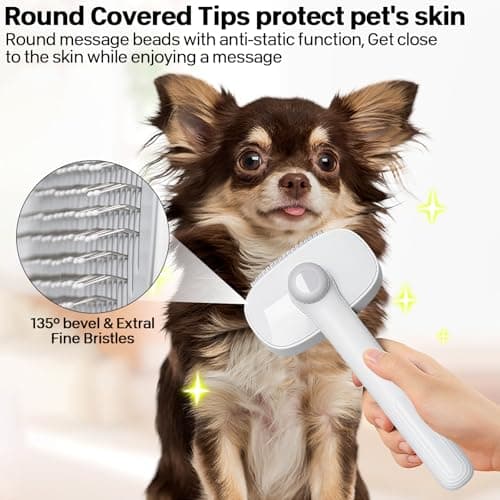 Cat Brush with Release Button,Long Haired Cat Brushes,Furminator for Cats,Comb for Removing Dead Pet Hair (White) - Image 4