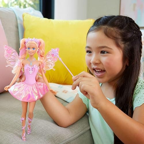 Barbie Barbie Fairy Doll with Magic Wand and Fashion Accessories, Wings and Outfit with Colour Changing Function, JCP76 - Image 3