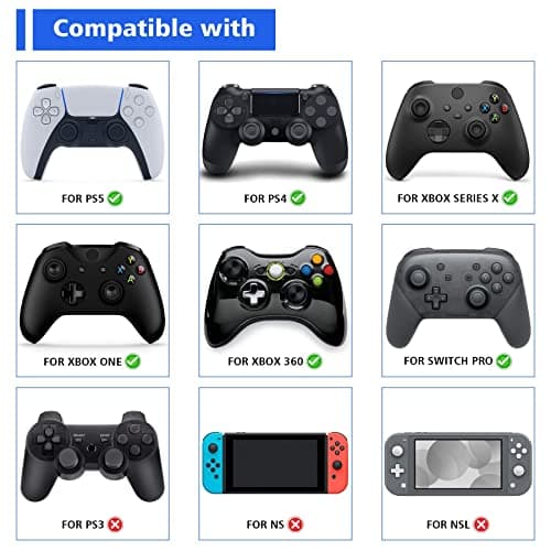 playvital Controller Cap for PS5/PS4, Joystick Caps for Xbox Series/One X S, Cover Stick Analog for Nintendo Switch Pro Controller-Black, Embossed & Studded Dots - Image 4