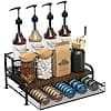 Tiroir de rangement de café, 3 niveaux pour 8 bouteilles de sirop avec tiroir pour dosettes Nespresso, peut contenir jusqu'à 30 grandes ou 40 petites capsules, pour Cuisine, Maison, Bureau - Image 2