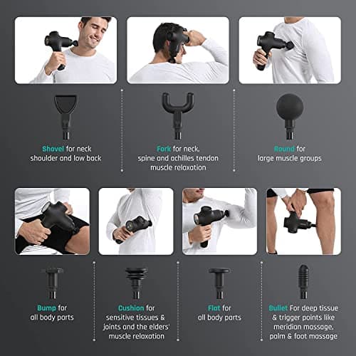 Mebak 3 Muscle Massage Gun Portable Electric Massagers Deep Tissue Massager Pain Relief Ultra Quiet with 7 Head 5 Speeds 12 mm Amplitude - Image 4