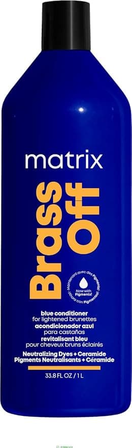 Matrix Brass Off Colour Protecting Blue Toning Conditioner for Lightened Brown Hair to Hydrate and Nourish 1 Litre - Image 1