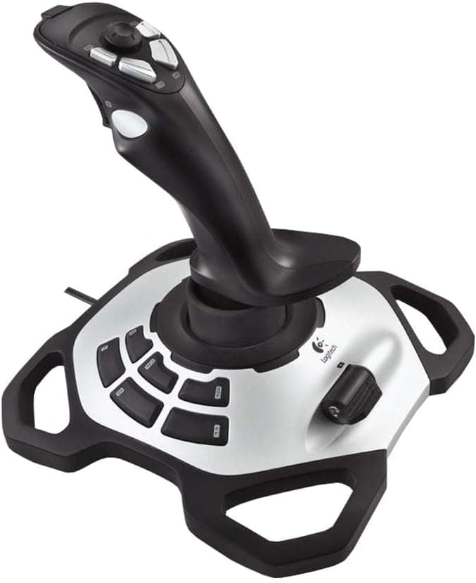 Logitech G Extreme 3D Pro Joystick, Steering Wheel Control with Rotating Handle, 12 Programmable Buttons, Octodirectional POS Button, Stable Base, Quick Fire Trigger, USB, PC - Black/Silver - Image 1
