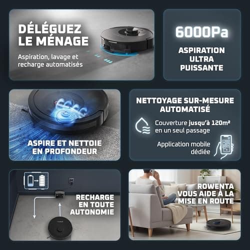 Rowenta X-PLORER Serie85, Robot Vacuum Cleaner, Deep Suction, Smart Navigation, 360° Laser Detection, RR87C5FE, Black - Image 3