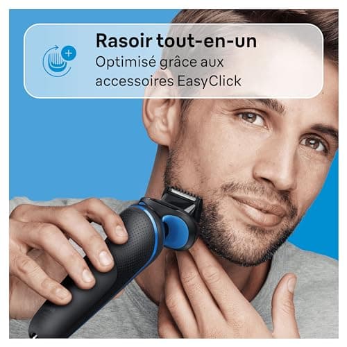 Braun Rasoir Electrique Homme Series 5 51-B1000s, Bleu, Etanche, A Grille Et Sans Fil, 3 Lames Flexibles Pour Bien Raser La Barbe Et Le Visage, Coffret De Rasage Avec Chargeur Intelligent - Image 6