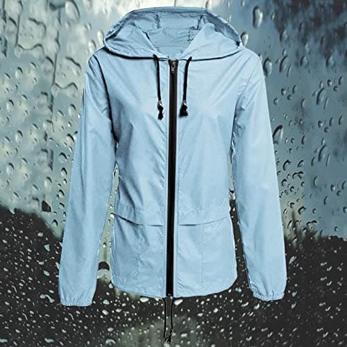 Women's rain jacket, waterproof and breathable, transitional outdoor jacket, lightweight jacket with hood, windproof, for hiking, travel, trekking, biking - Image 4