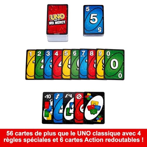Mattel Games UNO No Mercy Card Game in Carry and Travel Box for Family Game Nights, with Special Rules and Stronger Penalties, HXT57 - Image 4