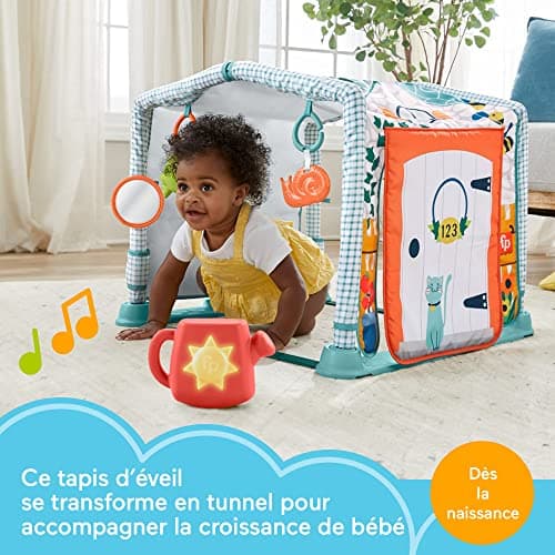 Fisher-Price Mon Tapis Cabane 3 in 1, Evolutionary Play Mat Transformable into a Hut Tunnel with Musical and Luminous Toy, Awakening Toy, From 1 Year Old, HJK45 - Image 4