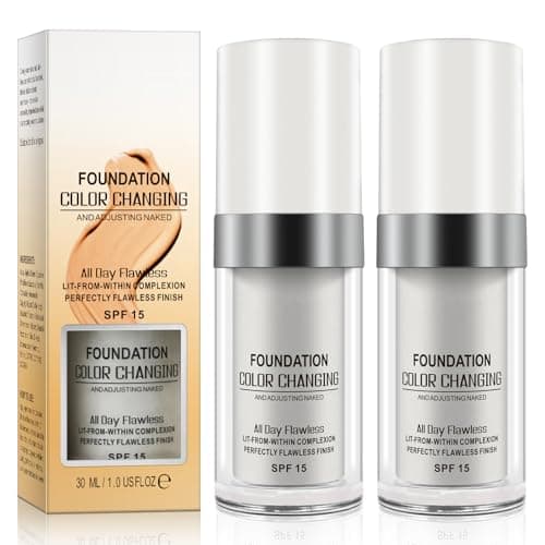2 Pack Fondation liquide, Flawless Colour Changing Warm Skin Tone Foundation, Foundation Color Changing, SPF15, teint hydratant, Tous Les Tons de Peau, Correcteur Couverture Liquide Visage Nude - Image 2