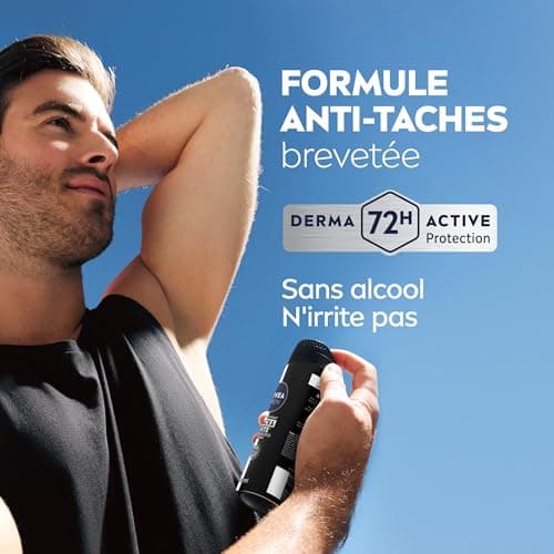 NIVEA MEN Déodorant Spray Black & White Invisible (1 x 200 ml), déodorant homme anti-traces blanches et jaunes, anti-transpirant anti odeur & humidité, protection efficace 72 h, sans alcool - Image 5
