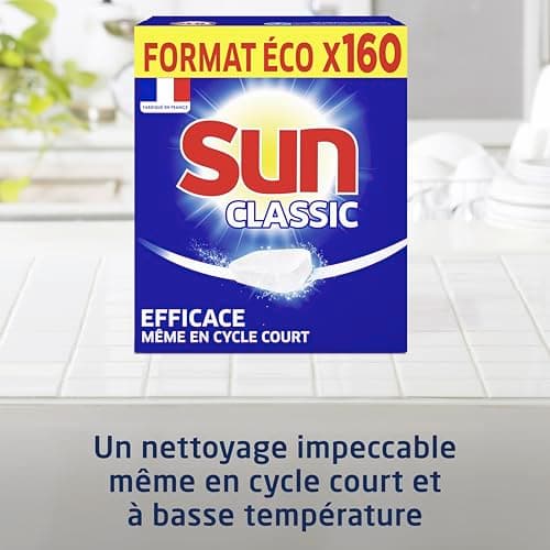 Sun Classic Dishwasher Tablets, 160 Tablets, Effective Even in Short Cycles and at Low Temperatures, Made in France - Image 5