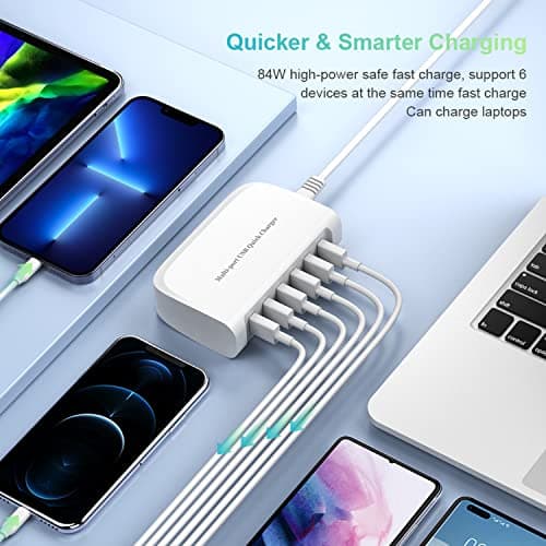 USB C Fast Charger, 6 Ports Portable Charging Station for Various Devices, Compatible with USB Chargers for iPhone iPad, Samsung, Google, Xiaomi, Huawei, etc. - Image 4