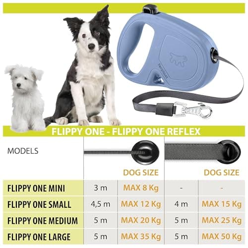 Ferplast Flippy One Retractable Dog Lead, Lead for Medium Dogs up to 20 kg, Max 5 m Extendable Cord, Single Button to Lock and Unlock, Light Blue - Image 7