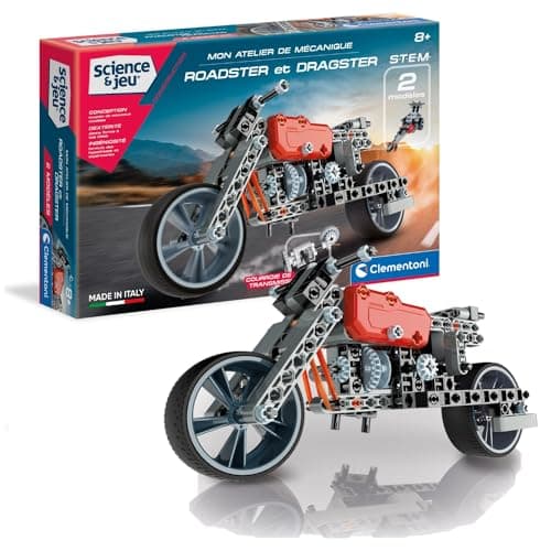 Clementoni | Mon Atelier de Mécanique – Construction Roadster & Dragster Enfants 8 Ans+ | Kit STEM à Construire | 130+ Pièces | Transmission Réaliste | Développement Logique et Dextérité - Image 3