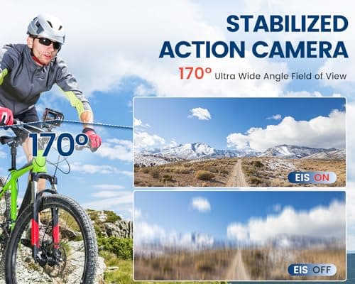 4K60FPS 48MP Touch Screen Sports Action Camera with 64GB Card, 40M Waterproof Cameras, EIS 170° Marine Cameras with WiFi Remote Control, 2 x 1350 mAh Various Accessories - Image 7