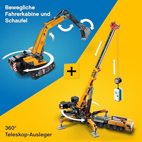 Lego City City Crane and Excavator Set, Mobile Construction Crane (60409) and Crawler Excavator (60420), Combination Kit for Ages 9+ - Image 6