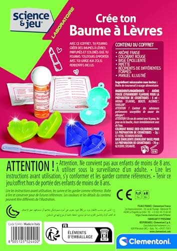 Clementoni | Science & Jeu – Create Your Lip Balm for Children 8+ | DIY Cosmetic Box with Strawberry Aroma | Home Beauty Science Game | Family Activity for Girls | Creative Kit - Image 5