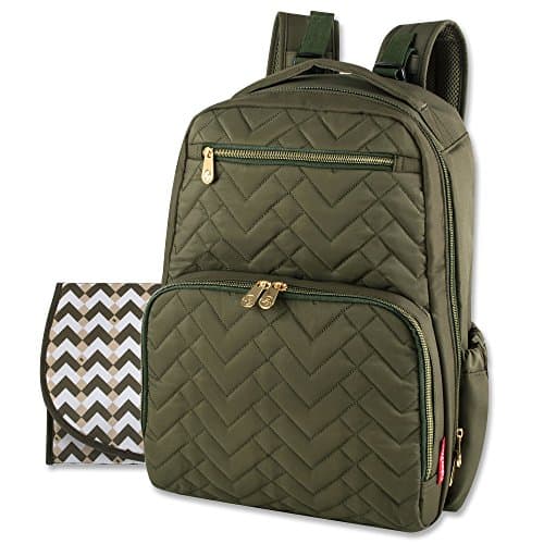 Baby Essentials Fisher Price Sac à langer Collection Signature avec poches pour téléphone portable et tablette et clips pour poussette vert olive taille unique - Image 3