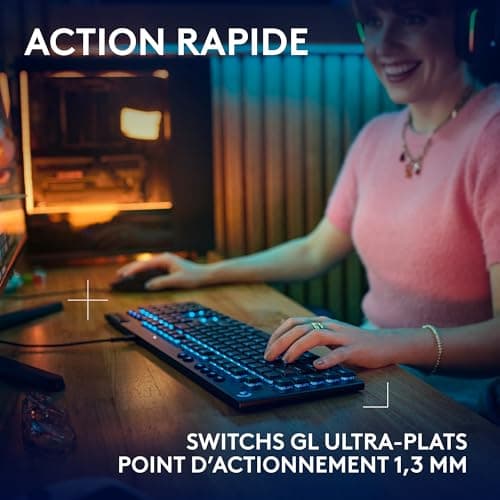 Logitech G G915 X Ultra-Flat Wired Mechanical Gaming Keyboard, Double Layer PBT Keys, Fully Programmable Keys, RGB Lighting, GL Brown Touch Switches, PC/Mac, FRA AZERTY Keyboard – Black - Image 4