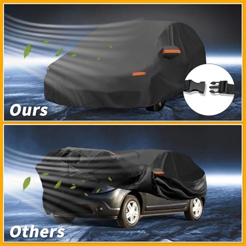 Waterproof All Season Car Cover for Outdoor Automobile Anti-UV Sun Rain Full Protection Outdoor for Dacia Sandero Hatchback 190T-Pu Black Zipper - Image 6