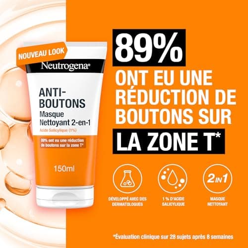 Neutrogena – 2-in-1 Cleansing Mask (150 ml tube) – Salicylic Acid Face Wash (1%) – 89% noticed a reduction in pimples on the T-zone* - Image 4