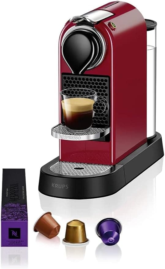 Krups XN7415 Espresso Machine, 1260 W, 1 Liter, Red