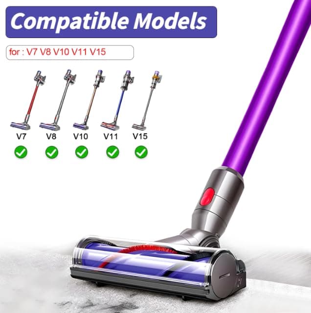 Brush Head Compatible for Dyson V7 V8 V10 V11 V15 SV10 SV11 SV12 SV14, Turbo Accessory Compatible for Dyson, Replacement for Hard Floors and Carpets - Image 3