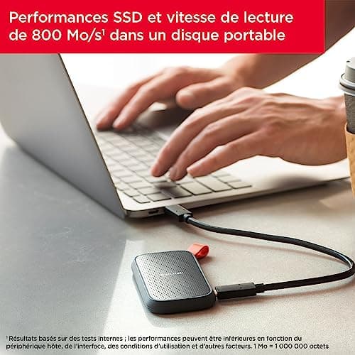 SanDisk Portable SSD 2TB (Portable External NVMe SSD, Speeds Up to 800MB/s, Robust, Heavy Duty Rubber Hook, Updated Firmware) Grey - Image 5