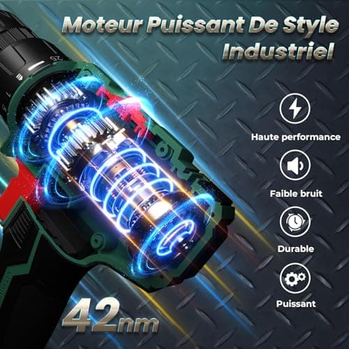 20V Cordless Drill Bit Driver, Max 42Nm Cordless Drill Devicer, 2 Speed Screwdriver, Compatible with Makita Batteries, 2000mAh Battery, 25+1 Torque, 10mm Chuck, LED Green - Image 5