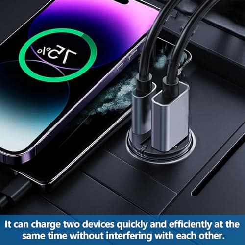 USB Cigarette Lighter, Dual 100W/5A Port, Fast USB Car Cigarette Lighter Charger, Mobile Phone Chargers for iPhone, Samsung Galaxy, Huawei, Xiaomi, Smartphone, Tablet - Image 5