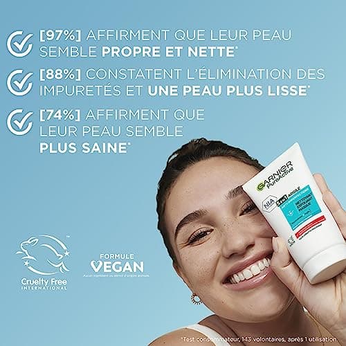 GARNIER Pure Active - 3-in-1 Clay Cleanser - Cleansing, Exfoliating & Mask - Anti-Blemishes & Anti-Marks - Niacinamide & Clay - Vegan & Cruelty Free - Combination to Oily Skin - 150 ml - Image 4