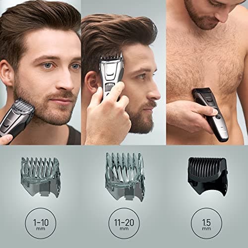 Panasonic ER-GB80-H503 Tondeuse à Barbe, Cheveux et Corps pour Hommes, Portative Étanche Sans Fil, 39 Longueur Réglables, 3 Accessoires, Détaillée, Fonctionnement Avec ou Sans Fil, Argent Foncé - Image 6