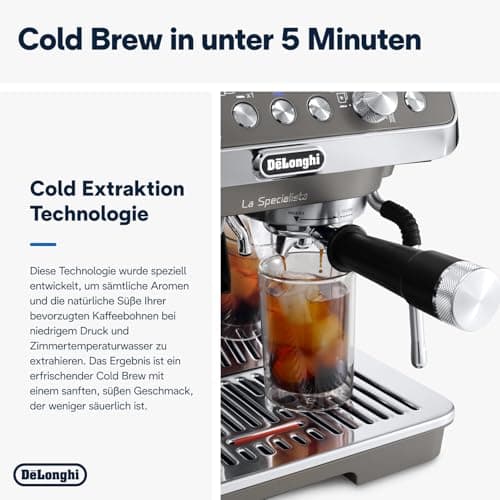 De'Longhi La Specialista Arte Evo EC9255.T Manual Coffee Bean Machine with Cold Brew Function, My Latte Art Manual Milk Frother, Includes Barista Kit, Temperature Control, 1450 W, Titanium - Image 7