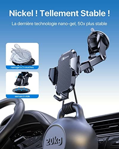 andobil Car Phone Holder, [3 in 1] [More Stable], Universal Car Mobile Phone Holder with Clip and Suction Cup 360° Rotation One-Hand Operation for All Phones (iPhone 16), Auto, GPS - Image 4