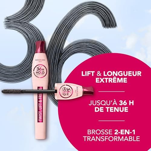 Bourjois Twist, Lift & Freeze Mascara, Noir, Tenue 36 h, Effet lift extrême et longueur, Brosse 2-en-1 Twist-Up, Formule qui ne coule pas, 8 ml - Image 7