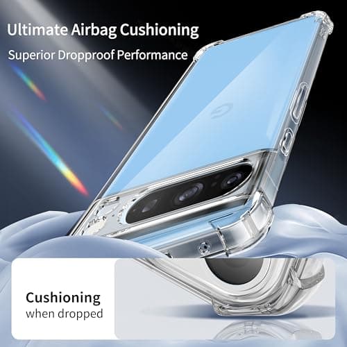3 in 1 Tempered Glass and Case for Google Pixel 8 Pro, [Built-in Air Cushion] Anti-Yellowing Soft TPU Bumper Case Cover Protection for Pixel 8 Pro, Transparent - Image 3