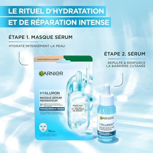 GARNIER Skin Active - Masque Tissu Booster d'Hydratation - Hydrate La Peau En 15 min - Acide Hyaluronique, Glycérine, Aloe Vera - Vegan & Cruelty Free - Tissu Compostable - Peaux Sèches & Sensibles - Image 7