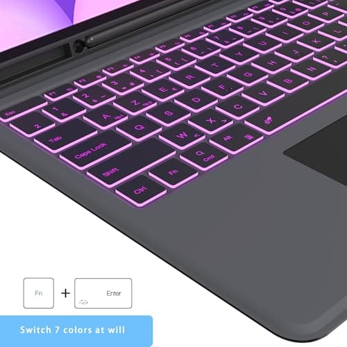 Keyboard Case for Samsung Galaxy Tab S10 Ultra/S9 Ultra/S8 Ultra 14.6 Inch: 7 Colours Backlit Magnetic Detachable Keyboard with Trackpad | Azerty French Wireless Keyboard for 14.6 Tab S9 Ultra - Image 5