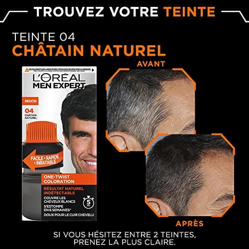 L'Oréal Paris Men Expert - Coloration pour Homme - One Twist Coloration - Teinte : Châtain Moyen (04) - Image 6