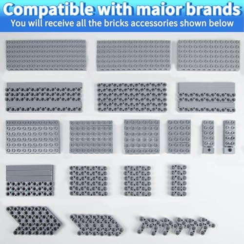 114 Pieces Construction Techniques Set - Hole Beams, Lifting Arms, L and T Beams Compatible LEGO - STEM Building Set for Kids and Adults (Grey) - Image 7