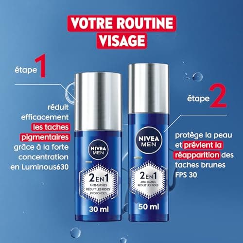 NIVEA MEN Sérum Power 2-en-1 LUMINOUS630® anti-âge & anti-taches (1 x 30 ml), Sérum hydratant visage enrichi en acide hyaluronique, Soin homme pour tous types de peaux - Image 7