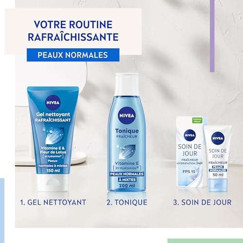 NIVEA - Gel Nettoyant Fraîcheur - Visage - Hydrate & Elimine Les Impuretés - Tonifie & Rafraîchit - Fleurs De Lotus & Hydramine - Peaux Normales À Mixtes - 150 ml - Image 6