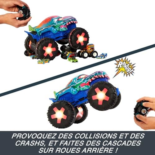 Hot Wheels Monster Trucks - Remote Control Car, Mega-Wrex 1:15 Scale Large Remote Control Vehicle with 3 Remote Control Game Modes and Interactive Sound and Light Effects, JBD90 - Image 6