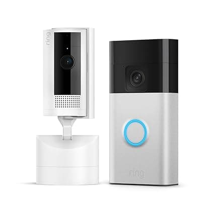Ring sonnette vidéo sans fil (Battery Video Doorbell) avec vidéo HD en plan moyen + Caméra intérieure orientable Ring (Pan-Tilt Indoor Camera)