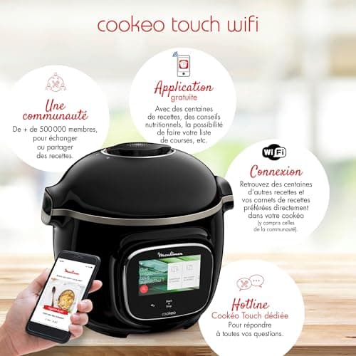 Moulinex Cookeo Touch Wifi Smart Multicooker, 6 L Bowl, High Pressure Step-by-Step Guide, 250 Integrated Recipes, Moulinex CE902800 Application, Black - Image 5