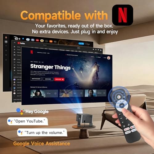 Alwtniet Nativo Full HD 1080P Video Projector 4K Con Google TV, Built-in Mini Projector Portable WiFi Bluetooth Autofocus/Obstacle Avoidance/6D Keystone Short Throw - Image 5
