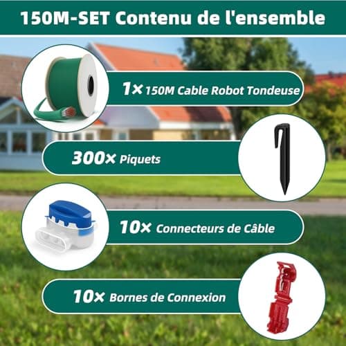 HAUSPROFI Robot Lawnmower Cable 150 m + 300 Pegs + 10 Cable Connectors + 10 Connection Terminals, Robot Lawnmower Wire Cable for Worx, Gardena, Bosch, Yard Force etc - Image 4