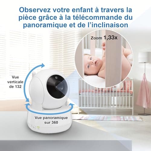 VTech VM924 Baby Monitor with Camera, Pan&Tilt,Video Baby Monitor with 5" LCD Screen,Up to 17 Hrs Battery Life,1.33x Zoom,Night Vision,300m Long Range,Soothing Sounds,2-Way Talk,Secured Transmission - Image 7