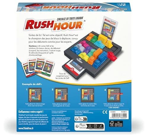 ThinkFun - Rush Hour - Logic Game - Puzzle - Bottling - 40 Challenges 4 Levels - 1 Player or More - Ages 8 and Above - Ravensburger - 76600 - Mixed - French Version - Image 5