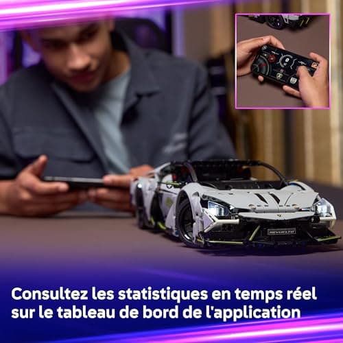 LEGO Technic Supercar Lamborghini Revuelto - Jouet de Construction - Voiture Télécommandée - Maquette avec Phares, Direction & Batterie Rechargeable - Cadeau pour Garçon dès 10 Ans 42214 - Image 6